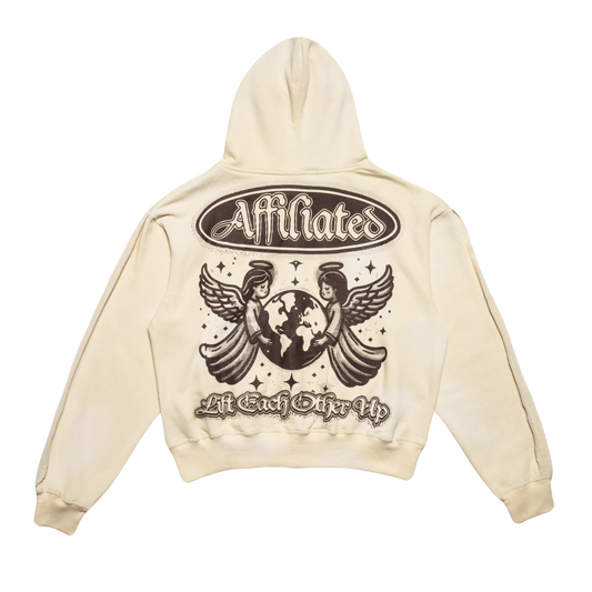 Cream Acid-Washed Zip Up