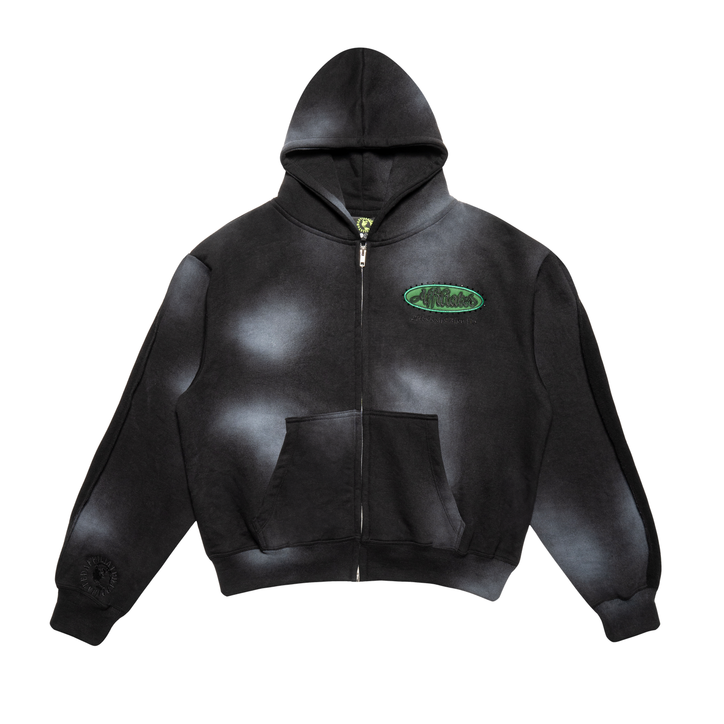 Black Acid-Washed Zip Up