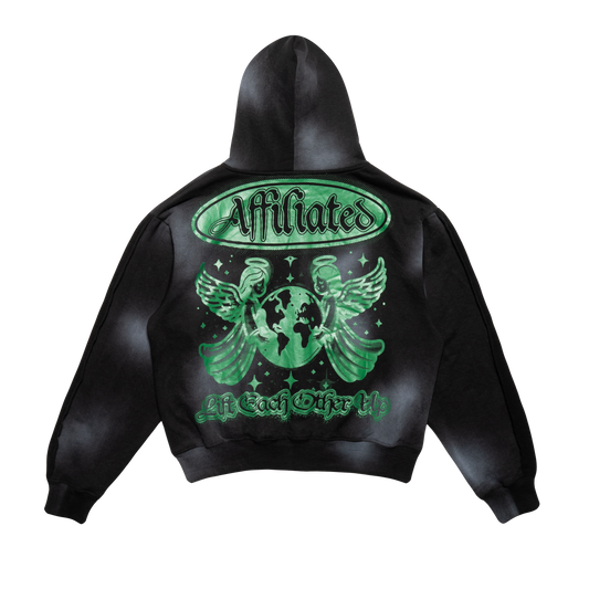 Black Acid-Washed Zip Up